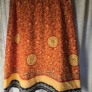 Sag Harbor Orange and Yellow Floral Maxi Skirt